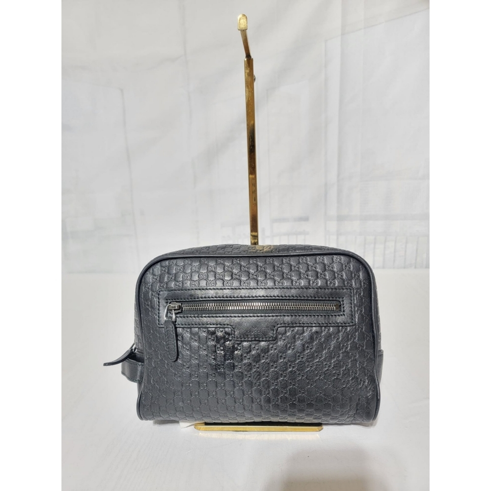 GG Microguccissima Leather Toiletry Case Black 419775